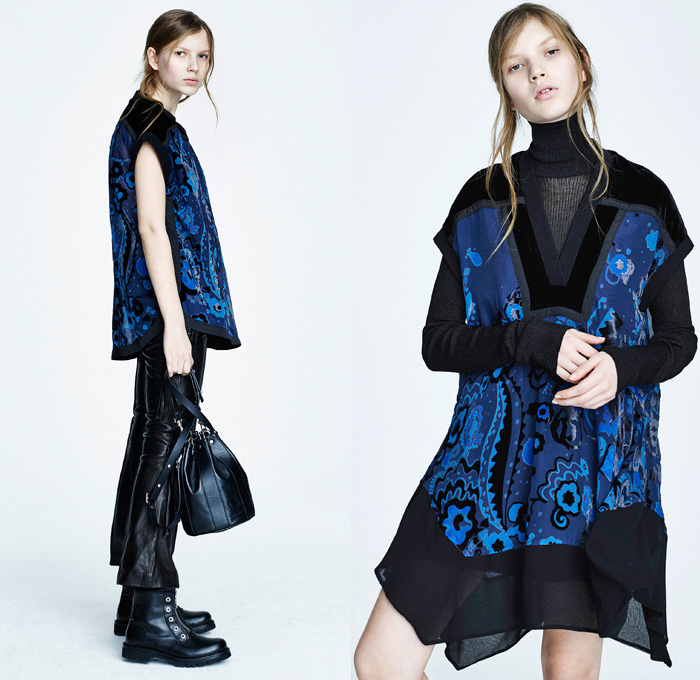 Diesel Black Gold 2016 Pre Fall Autumn Womens Lookbook Presentation - Denim Jeans Velvet Quilted Waffle Puffer Outerwear Coat Bomber Jacket Knit Sweater Jumper Drawstring Miniskirt Hanging Sleeve Moto Motorcycle Biker Rider Leather Boots Embroidery Curved Dolphin Hem Furry Zipper Cropped Pants Grid Lattice Tunic Turtleneck Sheer Chiffon Flowers Floral Motif Sweaterdress Metallic Handbag