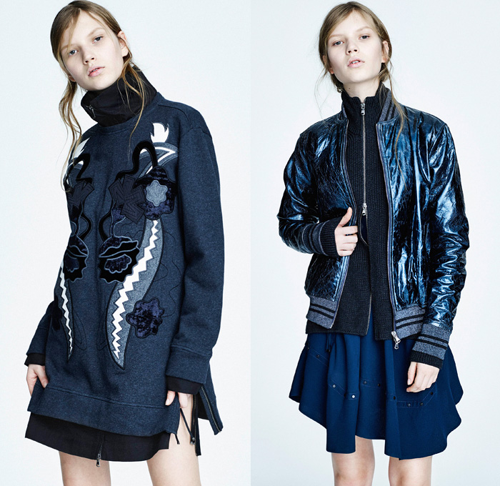 Diesel Black Gold 2016 Pre Fall Autumn Womens Lookbook Presentation - Denim Jeans Velvet Quilted Waffle Puffer Outerwear Coat Bomber Jacket Knit Sweater Jumper Drawstring Miniskirt Hanging Sleeve Moto Motorcycle Biker Rider Leather Boots Embroidery Curved Dolphin Hem Furry Zipper Cropped Pants Grid Lattice Tunic Turtleneck Sheer Chiffon Flowers Floral Motif Sweaterdress Metallic Handbag