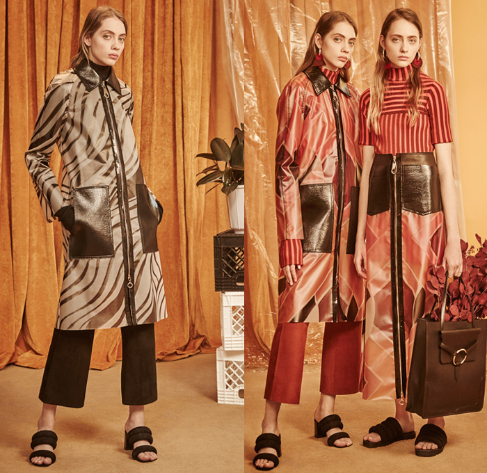 EDUN 2016 Pre Fall Autumn Womens Lookbook Presentation - Cargo Pockets Outerwear Coatdress Zipper Sleeveless Sash Waist Sandals Furry Plush Stripes Scarf Skirt Frock Turtleneck Knit Sweater Jumper Wide Leg Trousers Palazzo Cropped Pants Jacket Tie Up Wrap Dress Slippers Gown Noodle Spaghetti Strap Open Shoulders Handbag Denim Jeans