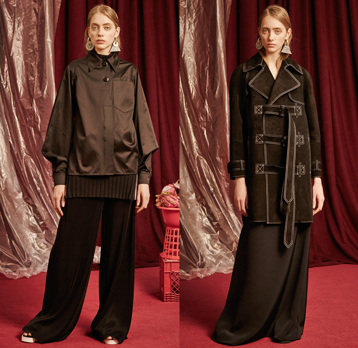 EDUN 2016 Pre Fall Autumn Womens Lookbook Presentation - Cargo Pockets Outerwear Coatdress Zipper Sleeveless Sash Waist Sandals Furry Plush Stripes Scarf Skirt Frock Turtleneck Knit Sweater Jumper Wide Leg Trousers Palazzo Cropped Pants Jacket Tie Up Wrap Dress Slippers Gown Noodle Spaghetti Strap Open Shoulders Handbag Denim Jeans