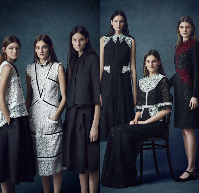 Erdem Moralioglu 2016 Pre Fall Autumn Womens Lookbook Presentation - Flowers Floral Leaves Foliage Botanical Print Graphic Pattern Motif Sheer Chiffon Lace Open Shoulders Pussycat Bow Ribbon Outerwear Trench Coat Coatdress Furry Shaggy Tiered Maxi Dress Goddess Gown Georgette Gown Eveningwear Drapery Embroidery Halter Top Halterneck Bedazzled Metallic Sleeveless Jacket Skirt Frock