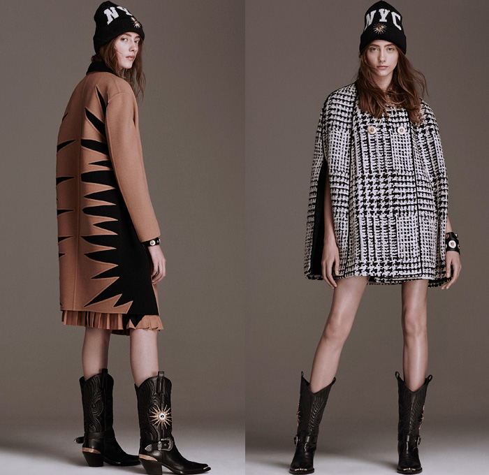 Fausto Puglisi 2016 Pre Fall Autumn Womens Lookbook Presentation - Western Cowgirl Tie-Dye Acid Wash Denim Jeans Horse Print Graphic Motif Ornamental Print Decorative Art Miniskirt Frock Bomber Motorcycle Biker Jacket Shirtdress Sweaterdress Gladiator Belts Straps Sheer Chiffon Dress Fringes Blouse Snake Reptile Cardigan Blazer Zipper Asymmetrical Hem Metal Buttons Leather Knit Cloak Cape Tiered Drapery