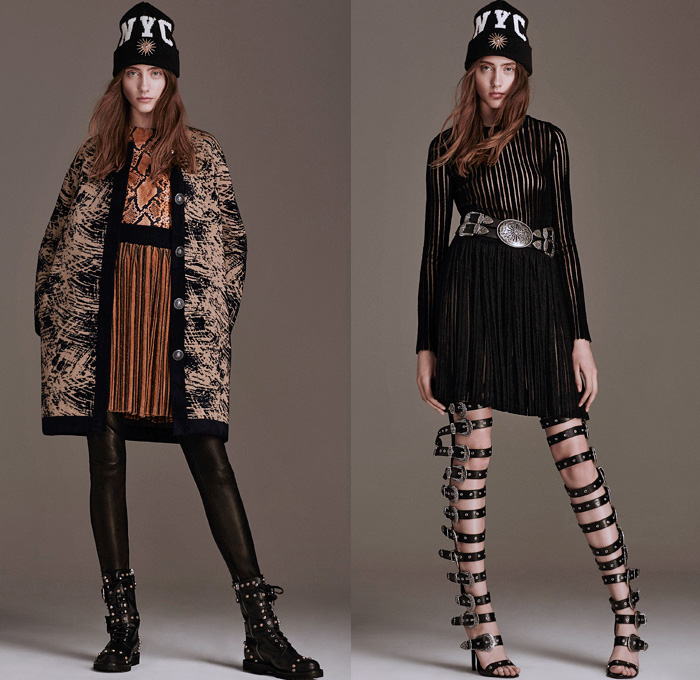 Fausto Puglisi 2016 Pre Fall Autumn Womens Lookbook Presentation - Western Cowgirl Tie-Dye Acid Wash Denim Jeans Horse Print Graphic Motif Ornamental Print Decorative Art Miniskirt Frock Bomber Motorcycle Biker Jacket Shirtdress Sweaterdress Gladiator Belts Straps Sheer Chiffon Dress Fringes Blouse Snake Reptile Cardigan Blazer Zipper Asymmetrical Hem Metal Buttons Leather Knit Cloak Cape Tiered Drapery