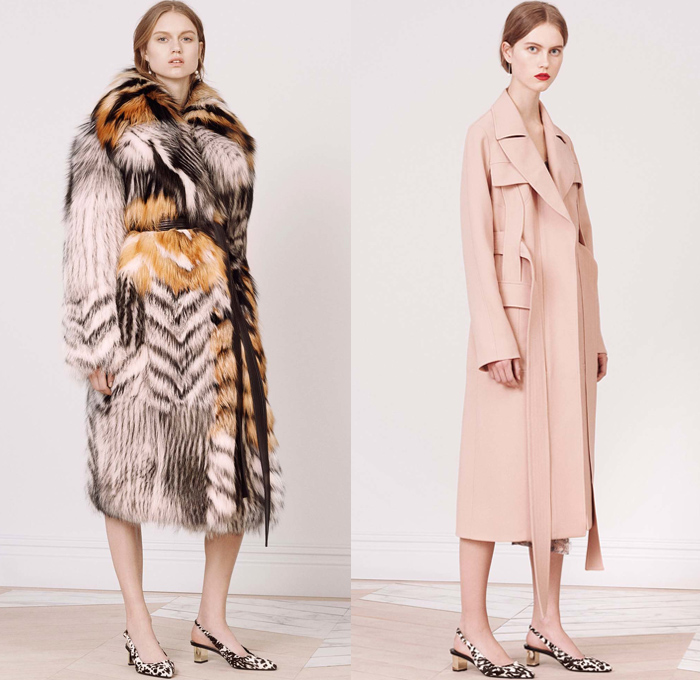 Jason Wu 2016 Pre Fall Autumn Womens Lookbook Presentation - Slip Dress Houndstooth Herringbone Camisole Wool Outerwear Fox Coat Patchwork Furry Wide Leg Trousers Palazzo Pants Animal Spots Asymmetrical Hem Accordion Pleats Skirt Frock Peplum 3D Petals Flowers Embroidery Sheer Chiffon Gown Eveningwear Ruffles Cutout Noodle Spaghetti Strap Silk Satin Handbag 