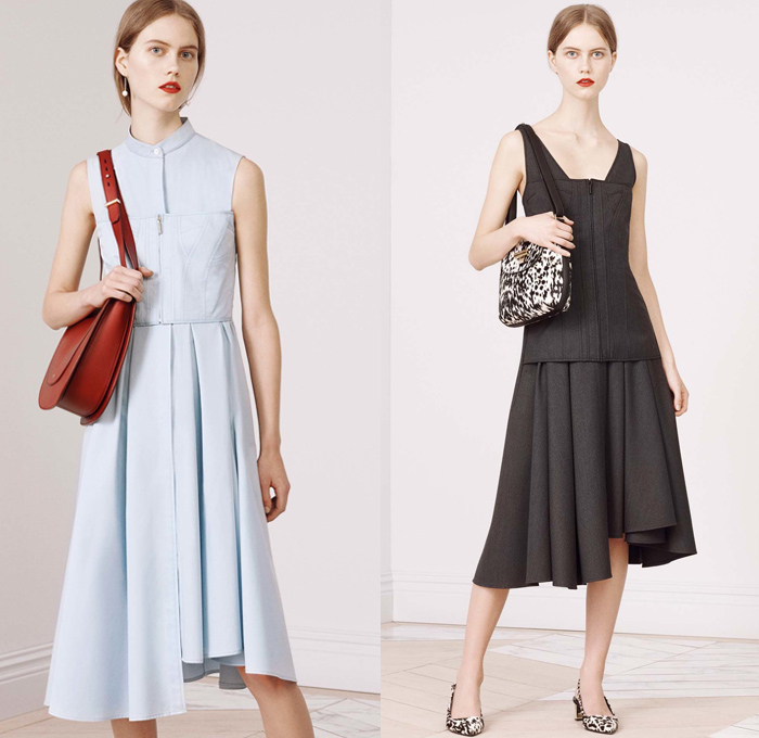 Jason Wu 2016 Pre Fall Autumn Womens Lookbook Presentation - Slip Dress Houndstooth Herringbone Camisole Wool Outerwear Fox Coat Patchwork Furry Wide Leg Trousers Palazzo Pants Animal Spots Asymmetrical Hem Accordion Pleats Skirt Frock Peplum 3D Petals Flowers Embroidery Sheer Chiffon Gown Eveningwear Ruffles Cutout Noodle Spaghetti Strap Silk Satin Handbag 