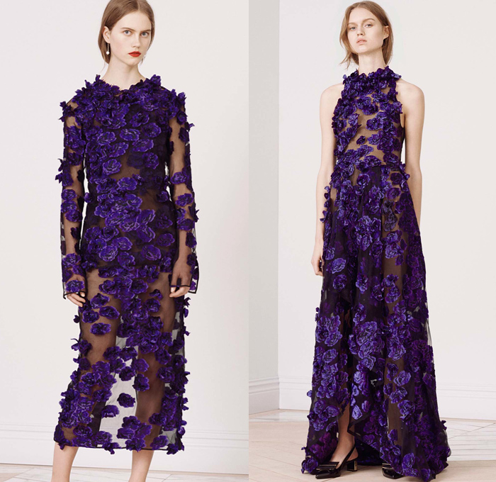 Jason Wu 2016 Pre Fall Autumn Womens Lookbook Presentation - Slip Dress Houndstooth Herringbone Camisole Wool Outerwear Fox Coat Patchwork Furry Wide Leg Trousers Palazzo Pants Animal Spots Asymmetrical Hem Accordion Pleats Skirt Frock Peplum 3D Petals Flowers Embroidery Sheer Chiffon Gown Eveningwear Ruffles Cutout Noodle Spaghetti Strap Silk Satin Handbag 