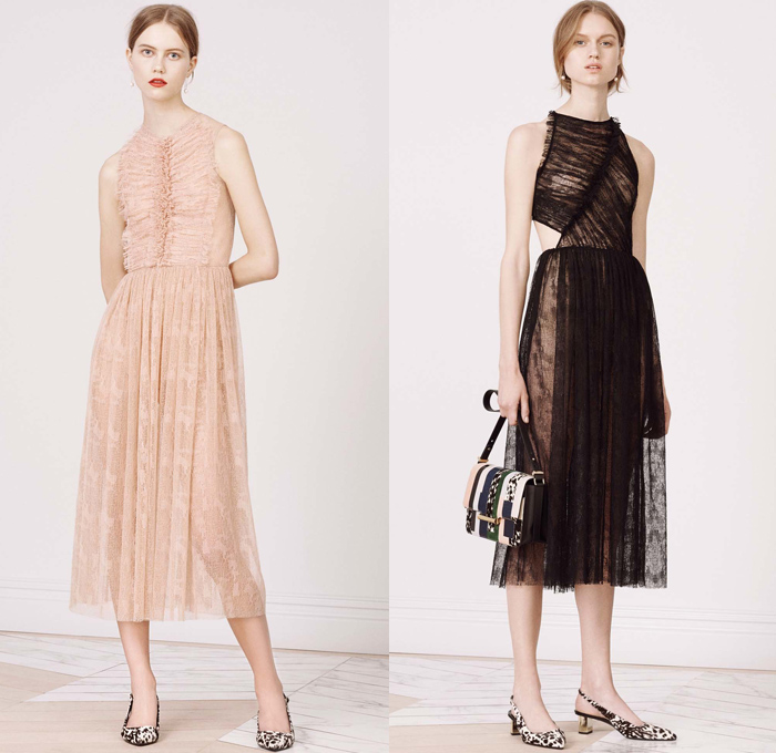 Jason Wu 2016 Pre Fall Autumn Womens Lookbook Presentation - Slip Dress Houndstooth Herringbone Camisole Wool Outerwear Fox Coat Patchwork Furry Wide Leg Trousers Palazzo Pants Animal Spots Asymmetrical Hem Accordion Pleats Skirt Frock Peplum 3D Petals Flowers Embroidery Sheer Chiffon Gown Eveningwear Ruffles Cutout Noodle Spaghetti Strap Silk Satin Handbag 