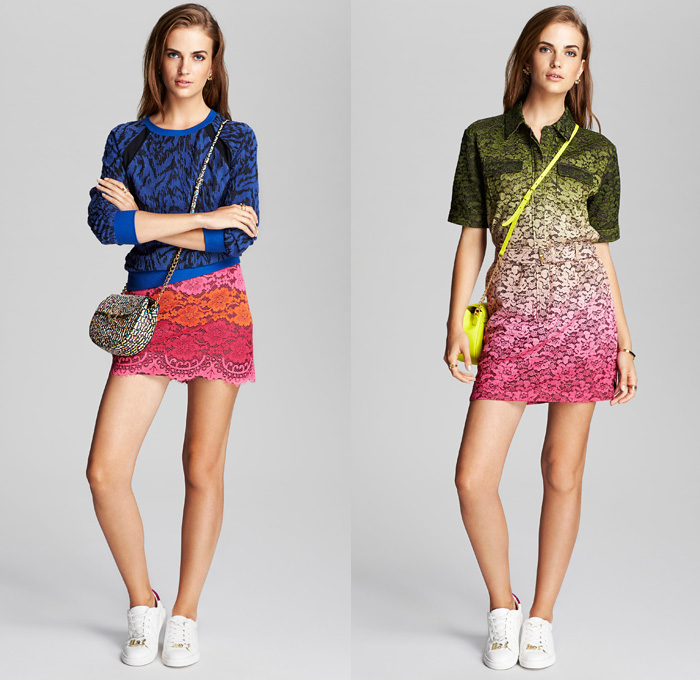 Juicy Couture 2016 Pre Fall Autumn Womens Lookbook Presentation - Denim Jeans Sportswear Athleisure Track Jacket Lace Mesh Hawaiian Flowers Floral Botanical Print Graphic Pattern Motif Fauna Leaves Foliage Bedazzled Shorts Crop Top Midriff Cardigan Drawstring Knit Sweater Jumper Zebra Stripes Dolphin Hem Bouclé Biker Miniskirt Frock Jogger Slip Dress Wrap Tie Up Nautical Crossbody Bag