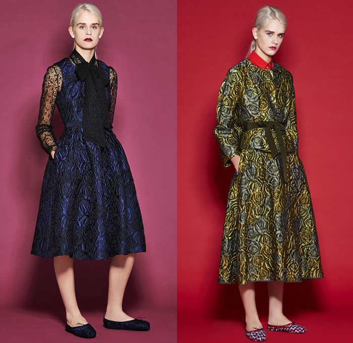 Mantù 2016 Pre Fall Autumn Womens Lookbook Presentation - Outerwear Oversized Trench Coat Pussycat Bow Ribbon Slip-ons Abstract Wide Leg Trousers Palazzo Pants Robe Cloak Pants Trousers Tie-up Waist Jacquard Turtleneck Pantsuit Sheer Chiffon Lace Shirtdress Knit Weave Blouse Long Sleeve Shirt Embellishments Bedazzled Cardigan Dots Pencil Skirt Frock