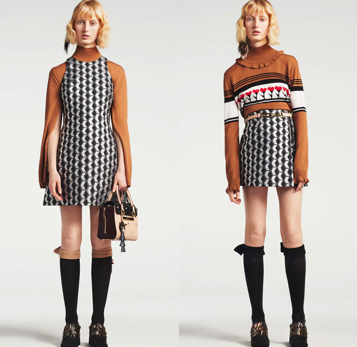 Markus Lupfer 2016 Pre Fall Autumn Womens Lookbook Presentation - Parisian Flowers Floral Pattern Motif Embroidery Metallic Studs Sheer Chiffon Tulle Knit Sweater Jumper Outerwear Coat Cloak Cape Hanging Sleeve Coatdress Plaid Tartan Check Socks Wool Blouse Long Sleeve Shirt Turtleneck Beret Hat Miniskirt Swan Cargo Pockets Parka Bomber Jacket Scarf Dress Geometric Ruffles Jacket Handbag Clutch Purse Crossbody 