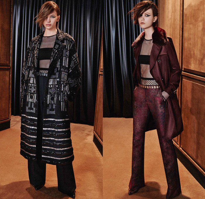 Max Mara 2016 Pre Fall Autumn Womens Lookbook Presentation - Wide Leg Trousers Palazzo Pants Blouse Long Sleeve Shirt Outerwear Coat Trench Coat Overcoat Furry Jacquard Biker Leather Pencil Skirt Frock Accordion Pleats Scarf Sheer Tulle Mesh Fishnet Wool Knit Embroidery Metallic Studs Racing Check Sweater Jumper Leopard Stockings Tights Vestdress Waistcoat Handbag Clutch Purse