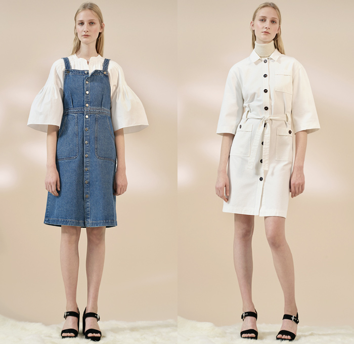 MiH Jeans London 2016 Pre Fall Autumn Womens Lookbook Presentation - Flare Frayed Raw Hem Denim Jeans Flowers Floral Botanical Print Turtleneck Outerwear Coat Jacket Shirtdress Onesie Jumpsuit Coveralls Bib Brace Bell Sleeves Sash Waist Miniskirt Maxi Dress Ribbed Knit Sweater Jumper Cropped Pants Blouse Ruffles