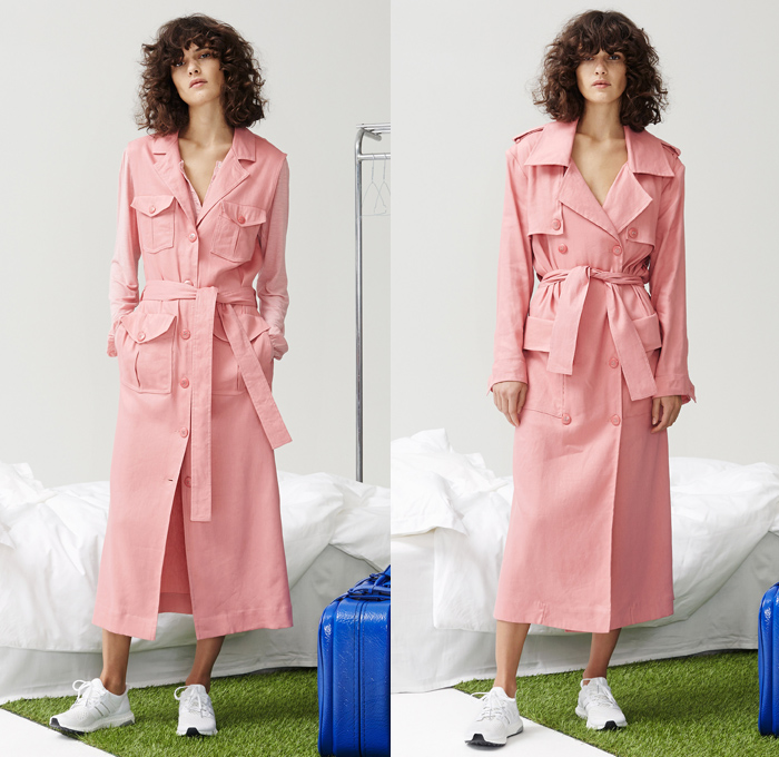 Rodebjer 2016 Pre Fall Autumn Womens Lookbook Presentation - Outerwear Trench Coat Vestdress Waistcoat Cargo Pockets Trainers Plaid Tartan Paper Bag Waist Slouchy Wide Leg Trousers Palazzo Pants Fauna Leaves Foliage Botanical Print Pattern Motif Sleeveless Sheer Chiffon Lace Tiered Ruffles Drapery Maxi Dress Asymmetrical Hem Shorts Kimono Wrap Tunic Blouse Long Sleeve