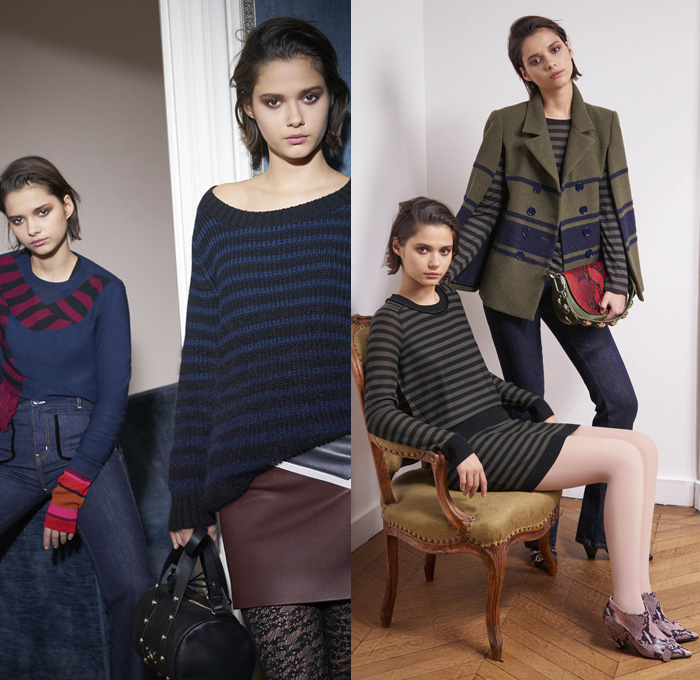 Sonia By Sonia Rykiel 2016 Pre Fall Autumn Womens Lookbook Presentation - Denim Jeans Flowers Floral Print Motif Skirt Lips Mouth Kiss Pop Art Ruffles Dress Silk Knit Sweater Ribbed Fringes Stockings Tights Leggings Elongated Sleeves Hanging Sleeve Outerwear Jacket Peacoat Check Gingham Scarf Zipper Maxi Dress Cutout Open Shoulders Velvet Drawstring Sheer Chiffon Lace Pantsuit Handbag Purse Clutch Mesh Tote