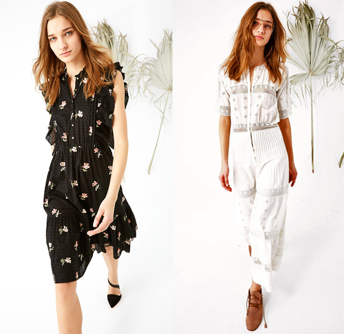 Ulla Johnson 2016 Pre Fall Autumn Womens Lookbook Presentation - Denim Jeans Boho Bohemian Chic Tunic Fringes Embroidery Maxi Peasant Dress Knit Sweater Crochet Suede Furry Drawstring Flowers Floral Botanical Motif Ruffles Cardigan Onesie Jumpsuit Bib Brace Dungarees Decorative Art Skirt Frock Shirtdress