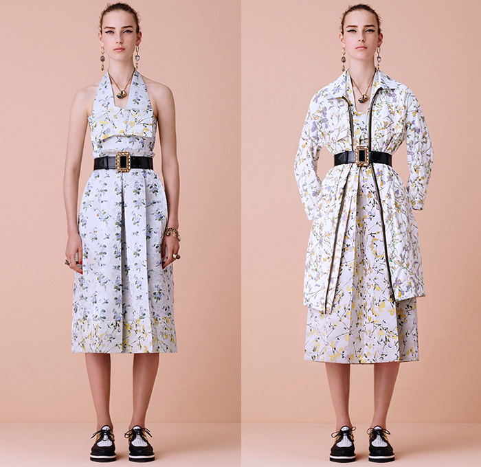 Alexander McQueen 2016 Resort Cruise Pre-Spring Womens Lookbook Presentation - Flowers Florals Botanical Sweet Pea Lily Of The Valley Begonia Hollyhock Cross-Stitch Snakeskin Brooch Weave Chunky Knit Tweed Sweater Jumper Moto Motorcycle Biker Leather Pencil Skirt Frock Motif Dress Gown Eveningwear Ruffles Sheer Chiffon Lace Lasercut Strapless Outerwear Coat Jacket Bow Tie Halter Top Corset