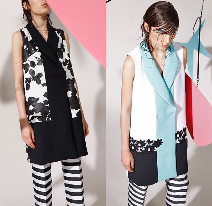 Antonio Marras 2016 Resort Cruise Pre-Spring Womens Lookbook Presentation - Stripes Oversized Outerwear Coat Jacket Blazer Vest Waistcoat Embroidery 3D Embellishments Adornments Jewels Bedazzled Flowers Florals Botanical Print Graphic Pattern Motif Fauna Leaves Foliage Pants Trousers Flats Illustration Dress Skirt Frock Handkerchief Hem Bell Sleeves Ruffles Plaid Windowpane Check Jacquard Accordion Pleats 