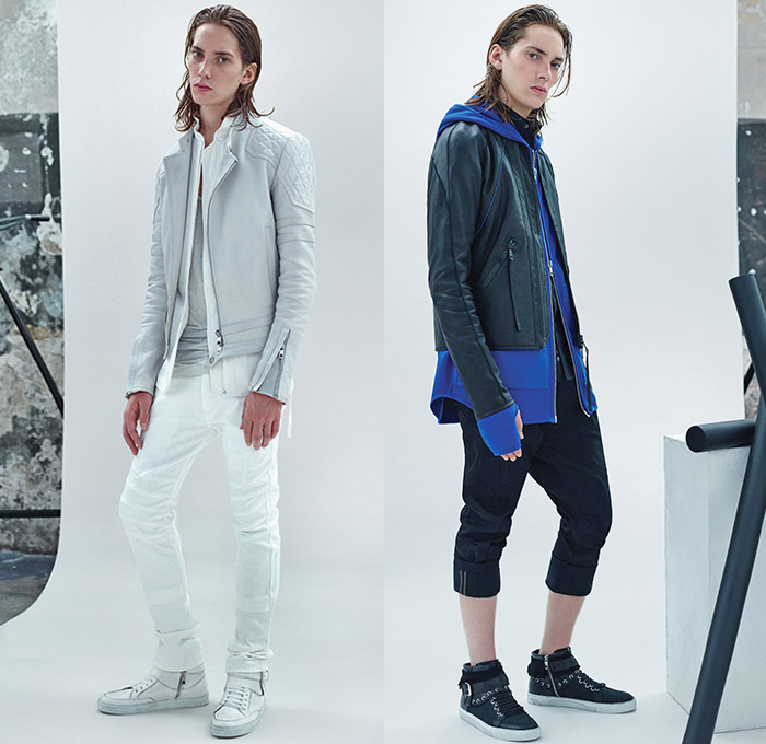 Diesel Black Gold 2016 Resort Cruise Pre-Spring Mens Lookbook Presentation - Moto Motorcycle Biker Rider Leather Racer Jeans Patchwork Pants Trousers Outerwear Parka Jacket Blazer Graffiti Waffle Quilted Sneakers Roll Up Sweatshirt Hoodie Illustration Graphic Print Backpack Skulls Sweatpants Jogger Knit Sweater Jumper Fanny Pack Waist Pouch