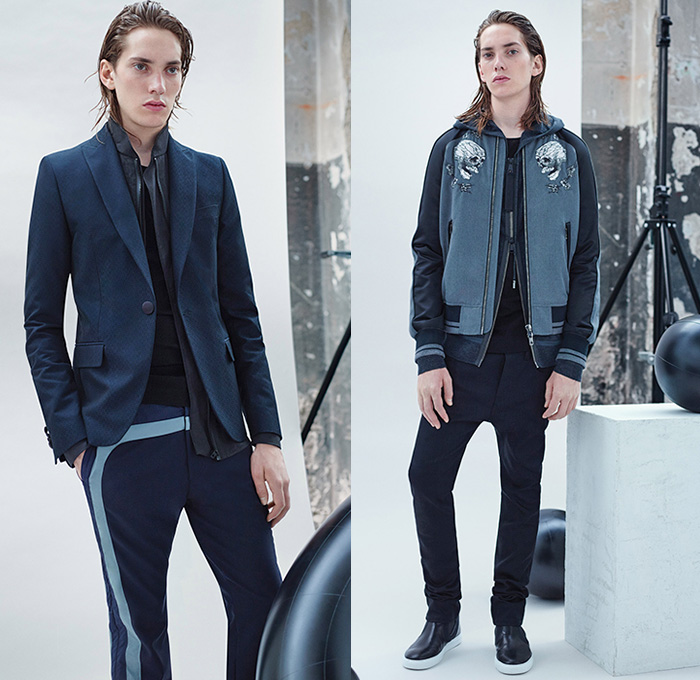 Diesel Black Gold 2016 Resort Cruise Pre-Spring Mens Lookbook Presentation - Moto Motorcycle Biker Rider Leather Racer Jeans Patchwork Pants Trousers Outerwear Parka Jacket Blazer Graffiti Waffle Quilted Sneakers Roll Up Sweatshirt Hoodie Illustration Graphic Print Backpack Skulls Sweatpants Jogger Knit Sweater Jumper Fanny Pack Waist Pouch