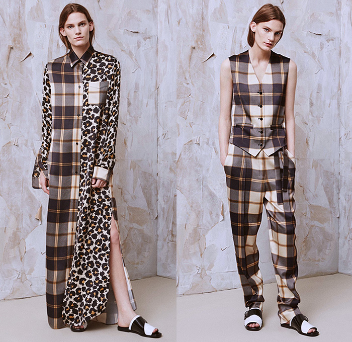 EDUN 2016 Resort Cruise Pre-Spring Womens Lookbook Presentation - La Sape Sapeur Dandy 1950s Fifties Animal Jungle Leopard Cheetah Shirtdress Blousedress Coatdress Plaid Tartan Outerwear Coat Jacket Pants Trousers Knit Sweater Jumper Blouse Long Sleeve Vest Waistcoat Cardigan Embroidery Adornments Dress Gown Eveningwear Accordion Pleats Skirt Frock Stripes Strap D-ring Moto Motorcycle Biker Rider Leather