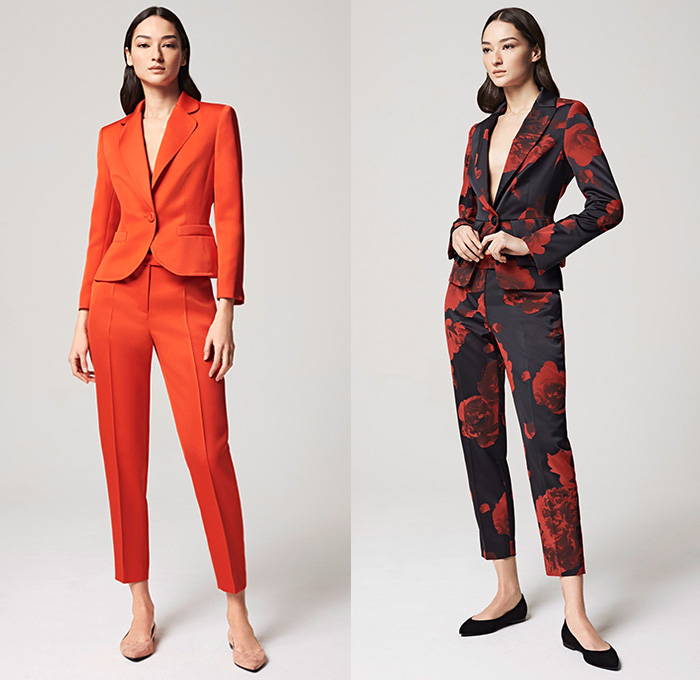 Escada 2016 Resort Cruise Pre-Spring Womens Lookbook Presentation - Denim Jeans Blouse Scarf Wide Leg Trousers Palazzo Pants Outerwear Coat Blazer Knit Weave Fringes Ornamental Print Decorative Art Silk Wrap Waistcoat Angular Hem Flowers Florals Roses Ruffles Lace Dress Gown Embroidery Embellishments