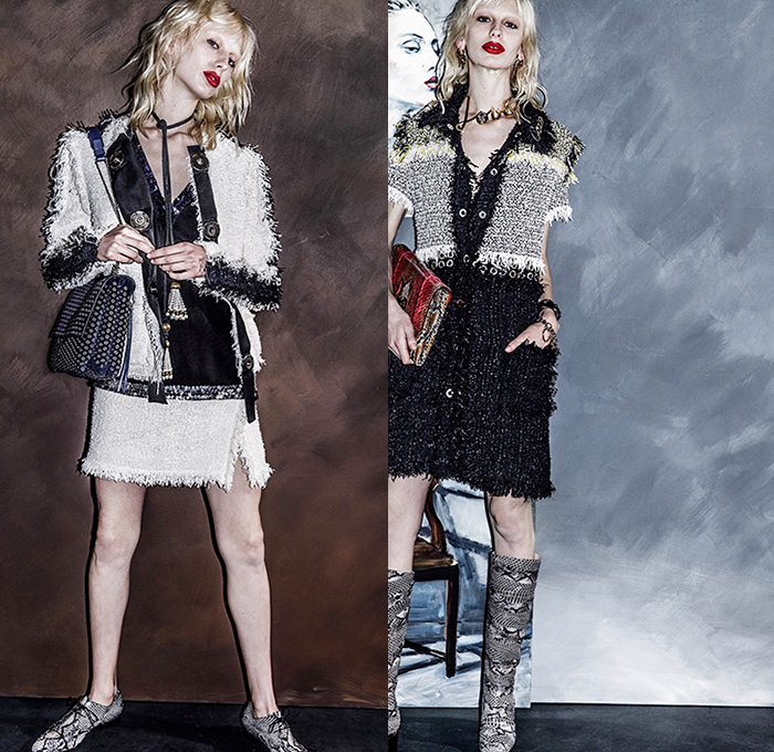 Lanvin 2016 Resort Cruise Pre-Spring Womens Lookbook Presentation - Fringes Hat Outerwear Coat Jacket Blazer Peacoat Boots Tassels Rope Waist Silk Blouse Basketweave Knit Skirt Frock Miniskirt Snake Tiger Leopard Ribbon Ruffles One Off Shoulder Tiered Metallic Drapery Embroidery Bedazzled Sequins Studs Stripes Kimono Wrap Maxi Shift Dress Spots Flowers Floral Paillettes Lace Handbag Purse Pantsuit