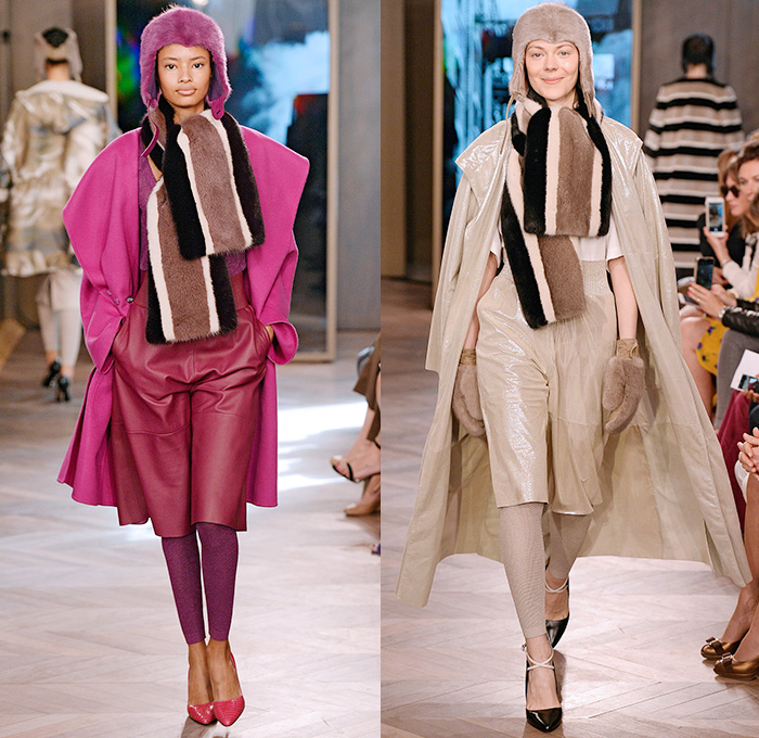 Max Mara 2016 Resort Cruise Pre-Spring Womens Runway Catwalk Looks Collection - Sporty Boxing Gym Pinstripe Chalk Stripes Pantsuit Racerback Vest Waistcoat Mink Mittens Sleepwear Pajamas Shearling Silk Slouchy Shorts Culottes Gauchos Wide Leg Trousers Palazzo Pants Outerwear Coat Jacket Blazer Parka Russian Ushanka Ear Trooper Hat Leggings Furry Shawl Wide Lapel Rope Waist Knit Sweater Flowers Florals