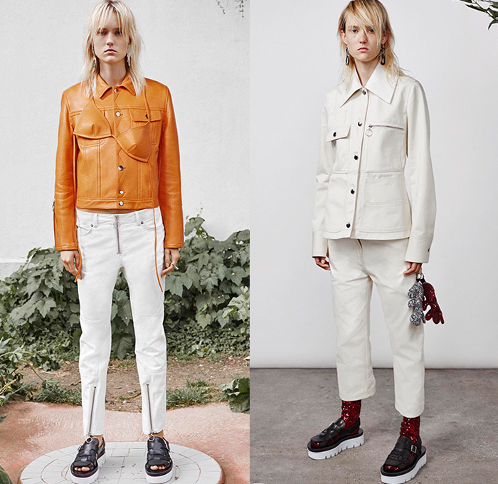 MM6 Maison Margiela 2016 Resort Cruise Pre-Spring Womens Lookbook Presentation - Denim Jeans Outerwear Coat Jacket Coatdress Thigh High Boots Zipper Cargo Pockets Flowers Florals Motif Swimwear Bikini Top Cropped Pants Sandals Ribbed Knit Sweater Jumper Leather Peel Away Scarf Goggles Plastic Vest Waistcoat Shearling Dress One Shoulder Frock Half Skirt Noodle Spaghetti Strap Quilted Puffer Accordion Pleats