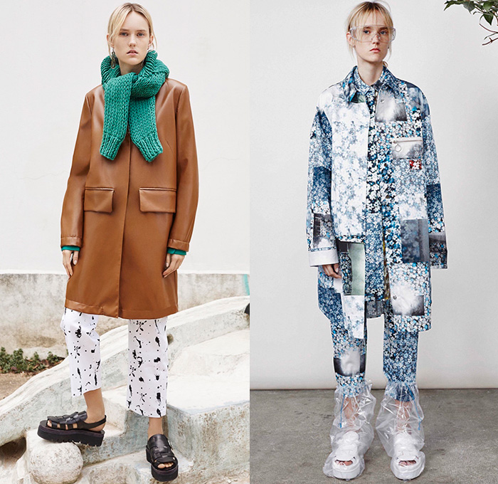 MM6 Maison Margiela 2016 Resort Cruise Pre-Spring Womens Lookbook Presentation - Denim Jeans Outerwear Coat Jacket Coatdress Thigh High Boots Zipper Cargo Pockets Flowers Florals Motif Swimwear Bikini Top Cropped Pants Sandals Ribbed Knit Sweater Jumper Leather Peel Away Scarf Goggles Plastic Vest Waistcoat Shearling Dress One Shoulder Frock Half Skirt Noodle Spaghetti Strap Quilted Puffer Accordion Pleats