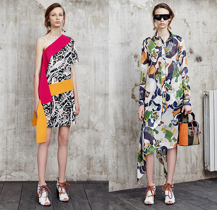 MSGM by Massimo Giorgetti 2016 Resort Cruise Pre-Spring Womens Lookbook Presentation - Macramé Map Shift Dress Stripes Bandage Wrap Fins Wide Leg Trousers Palazzo Pants Culottes One Off Shoulder Strap Peel Away Asymmetrical Handkerchief Hem Check Zigzag Tie-up Knit Sweater Jumper Half Skirt Panel Accordion Pleats Poncho Outerwear Coat Fluid  Mesh Fishnet Lace Handbag Backpack