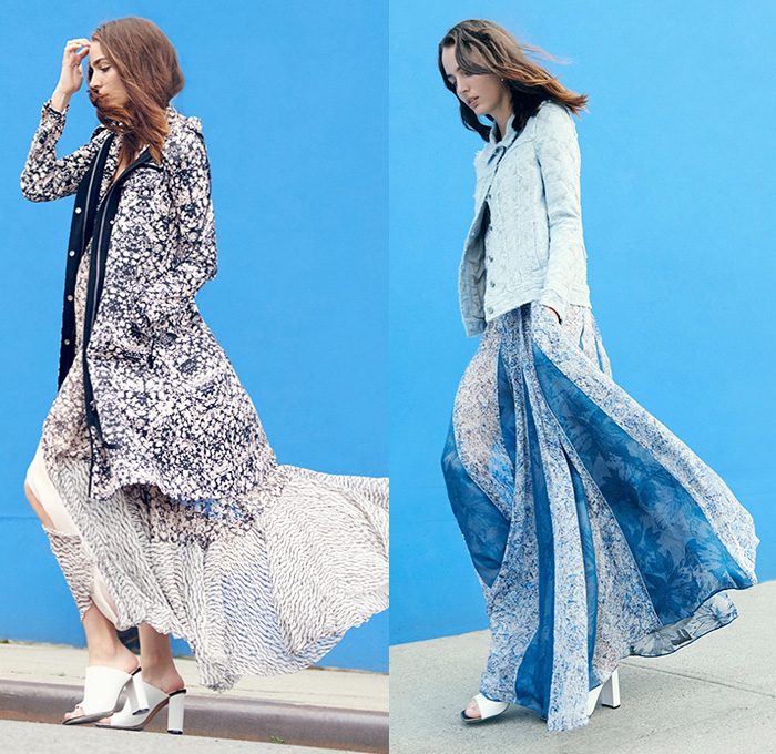 Rebecca Taylor 2016 Resort Cruise Pre-Spring Womens Lookbook Presentation - Bohemian Boho Chic Fringes Raw Hem Flowers Florals Leaves Foliage Botanical Print Sheer Chiffon Lace Embroidery Tie Up Outerwear Coat Jacket Maxi Dress Goddess Georgette Gown Knit Weave Wide Leg Trousers Palazzo Pants Waffle Quilted Ornamental Tribal Art Skirt Frock