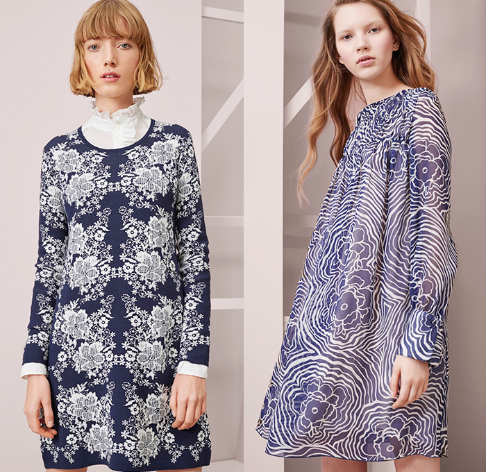 See by Chloé Paris 2016 Resort Cruise Pre-Spring Womens Lookbook Presentation - Denim Jeans A-line Skirt Dress Shorts Combishorts Romper Onesie Drawstring Multi-Panel Miniskirt Flowers Florals Print Pattern Chunky Knit Sweater Ruffles Cutout Curved Hem Long Sleeve Sweaterdress Polka Dots Lace Pants Trousers Plaid Outerwear Jacket Coat Bag