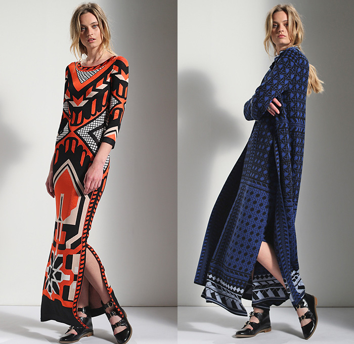 Temperley London 2016 Resort Cruise Pre-Spring Womens Lookbook Presentation - Russian Dolls Native American Indian Navajo Ornamental Print Tribal Ethnic Folk Chambray Denim Jeans Tunic Pantsuit Wide Leg Trousers Palazzo Pants Culottes Check Vest Waistcoat Outerwear Blazer Motorcycle Biker Leather Jacket Blouse Sheer Chiffon Tulle Lace Embroidery Bedazzled Onesie Jumpsuit Coveralls Knit Honeycomb Maxi Dress Silk Gown