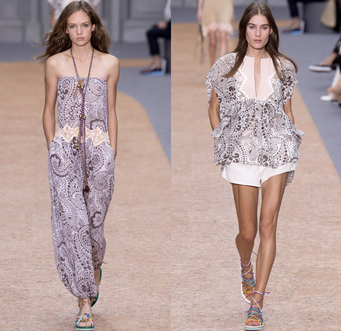 Chloé 2016 Spring Summer Womens Runway Catwalk Looks - Mode à Paris Fashion Week Mode Féminin France - Bohemian Boho Chic Denim Jeans Track Harem Wide Leg Trousers Palazzo Pants Athleisure Peasant One Off Shoulder Maxi Dress Halter Top Noodle Spaghetti Strap Sheer Chiffon Lace Miniskirt Frock Drawstring Stripes Drapery Ruffles Pantsuit Blazer Jacket Tassels Loungewear Onesie Jumpsuit Tunic Shirtdress Crossbody Bag