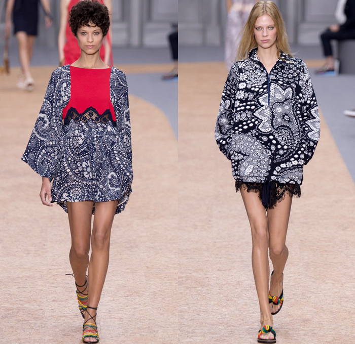 Chloé 2016 Spring Summer Womens Runway Catwalk Looks - Mode à Paris Fashion Week Mode Féminin France - Bohemian Boho Chic Denim Jeans Track Harem Wide Leg Trousers Palazzo Pants Athleisure Peasant One Off Shoulder Maxi Dress Halter Top Noodle Spaghetti Strap Sheer Chiffon Lace Miniskirt Frock Drawstring Stripes Drapery Ruffles Pantsuit Blazer Jacket Tassels Loungewear Onesie Jumpsuit Tunic Shirtdress Crossbody Bag