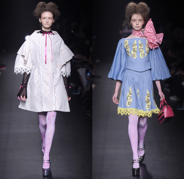 DressCamp by Toshikazu Iwaya 2016 Spring Summer Womens Runway Catwalk Looks - Mercedes-Benz Fashion Week Tokyo Japan - Dress Ribbon Ruffles Leggings Tights Flowers Floral Print Motif Embroidery Petal Embellishments Adornments Sheer Chiffon Lace Quilted Bomber Jacket Outerwear Silk Satin Skirt Frock Tiered Handbag