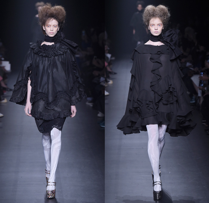 DressCamp by Toshikazu Iwaya 2016 Spring Summer Womens Runway Catwalk Looks - Mercedes-Benz Fashion Week Tokyo Japan - Dress Ribbon Ruffles Leggings Tights Flowers Floral Print Motif Embroidery Petal Embellishments Adornments Sheer Chiffon Lace Quilted Bomber Jacket Outerwear Silk Satin Skirt Frock Tiered Handbag