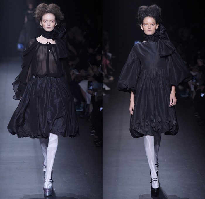 DressCamp by Toshikazu Iwaya 2016 Spring Summer Womens Runway Catwalk Looks - Mercedes-Benz Fashion Week Tokyo Japan - Dress Ribbon Ruffles Leggings Tights Flowers Floral Print Motif Embroidery Petal Embellishments Adornments Sheer Chiffon Lace Quilted Bomber Jacket Outerwear Silk Satin Skirt Frock Tiered Handbag