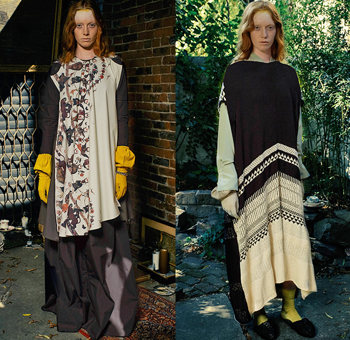 Gary Graham 2016 Spring Summer Womens Lookbook Presentation - New York Fashion Week - Pre-Raphaelite Sheer Chiffon Tulle Lace Hoodie Drapery Gown Eveningwear Maxi Dress Tiered Frayed Raw Hem Quilted Dark Tie-Dye Stained Ornamental Decorative Art Flowers Florals Flora Botanical Print Motif Shirtdress Embroidery Patchwork Illustration Stripes Vest Waistcoat Silk Knit Cape Skirt Umbrella Parasol Wagasa Basketweave Asymmetrical Hem