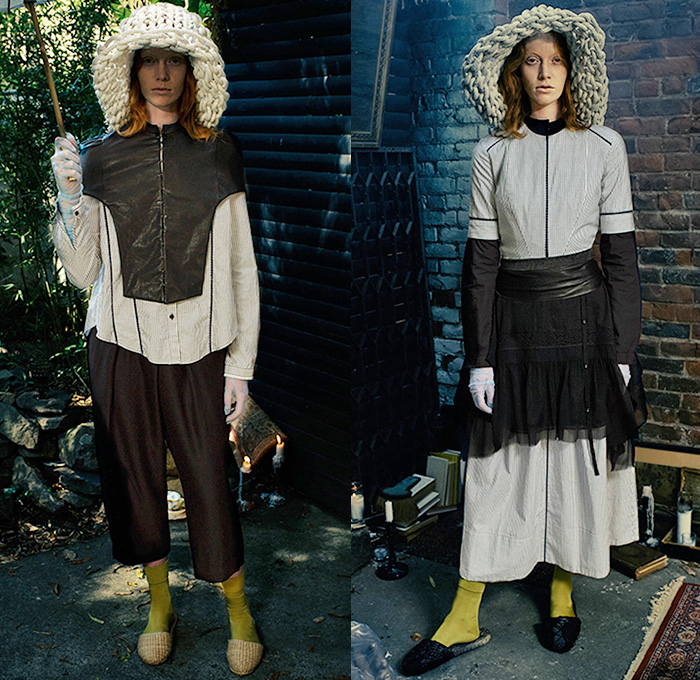 Gary Graham 2016 Spring Summer Womens Lookbook Presentation - New York Fashion Week - Pre-Raphaelite Sheer Chiffon Tulle Lace Hoodie Drapery Gown Eveningwear Maxi Dress Tiered Frayed Raw Hem Quilted Dark Tie-Dye Stained Ornamental Decorative Art Flowers Florals Flora Botanical Print Motif Shirtdress Embroidery Patchwork Illustration Stripes Vest Waistcoat Silk Knit Cape Skirt Umbrella Parasol Wagasa Basketweave Asymmetrical Hem