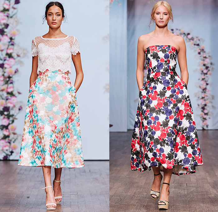 Ida Sjöstedt 2016 Spring Summer Womens Runway Catwalk Looks - Fashion Week Stockholm Sweden - Age Of Innocence Flowers Floral Botanical Motif Embroidery Sheer Chiffon Tulle Lace Blouse Tunic Shorts Patches Shirtdress Silk Satin Frock Miniskirt Sunglasses Adornments Sequins Pussycat Bow Outerwear Coat Jacket Wide Leg Trousers Palazzo Pants Noodle Spaghetti Strap Jacquard Maxi Dress Gown Eveningwear 