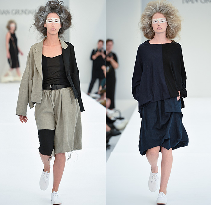 Ivan Grundahl 2016 Spring Summer Womens Runway Catwalk Looks - Copenhagen Fashion Week Denmark CPHFW - Ruffles Tiered Frayed Raw Hem 3D Adornments Skirt Frock Sheer Chiffon Tulle Lace Drapery Dress Outerwear Coat Oversized Jacket Blazer Chunky Knit Cardigan Frayed Destroyed Asymmetrical Hem Half Panel Sleeveless Shorts Culottes Flowers Florals Shirtdress Popover