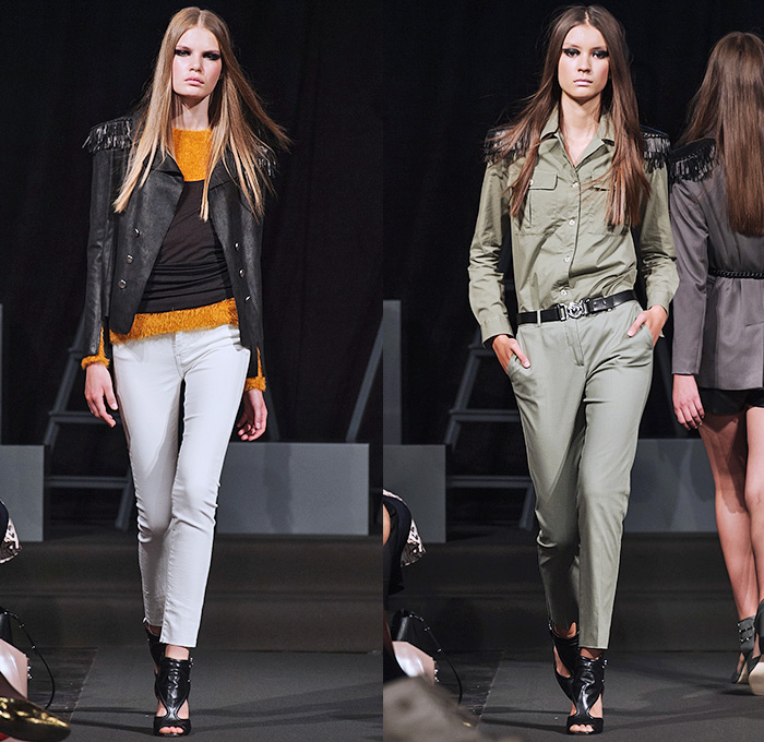 J.Lindeberg 2016 Spring Summer Womens Runway Catwalk Looks - Fashion Week Stockholm Bukowskis - Denim Jeans Tailored Leather Suede Pussycat Bow Blouse Crop Top Midriff Tuxedo Cocktail Jacket Outerwear Blazer Pantsuit Pants Trousers Fringes Cargo Pockets Dress Silk Accordion Pleats Shorts Vest Waistcoat 