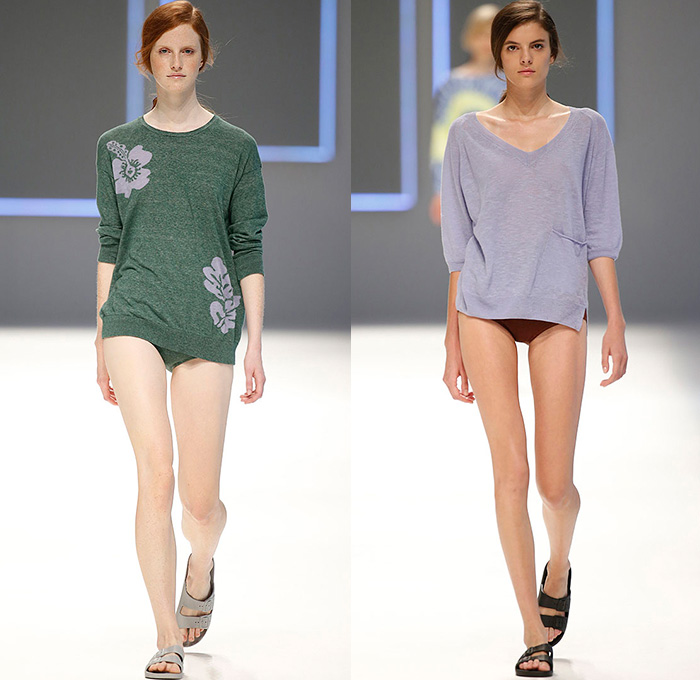 Lebor Gabala 2016 Spring Summer Womens Runway Catwalk Looks Designer Maite Muñoz Roy - 080 Barcelona Fashion Catalonia Catalan Spain - Urban Folk Poplin Sarong Skirt Frock Kimono Wrap Flowers Floral Botanical Motif Ornamental Print Decorative Art Tribal Ethnic Shirtdress Popover Shorts Sandals Blouse Geometric Silk Knit Sweater Hotpants Pants Trousers Crop Top Midriff Bandeau Blazer Pantsuit