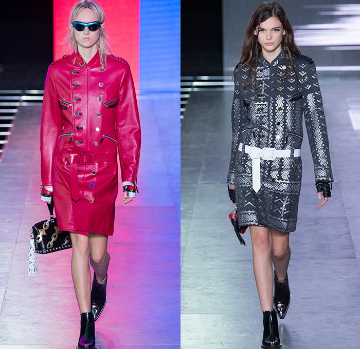 Louis Vuitton 2016 Spring Summer Womens Runway Catwalk Looks - Mode à Paris Fashion Week Mode Féminin France - Denim Jeans Anime Science Fiction Cyberpunk Motorcycle Biker Leather Grommets Metallic Ruffles Embroidery Bedazzled Sheer Chiffon Lace Mesh Net Lasercut Cutout Gown Eveningwear Maxi Dress Flowers Floral Sandals Coat Vest Waistcoat Crop Top Midriff Jumpsuit Coveralls Shorts Miniskirt Pinstripe Dress Bomber Spray Paint