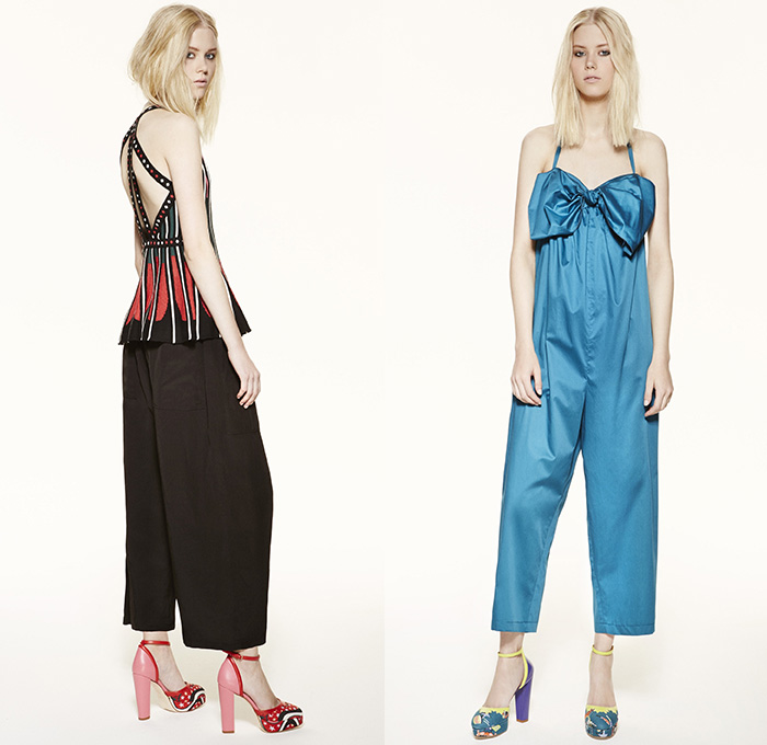 M Missoni 2016 Spring Summer Womens Lookbook Presentation - New York Fashion Week - Circus Carnival Trapeze Lurex Knit Ribbed Ruffles Capelet Illustration Waves Zigzag Stars Check Sheer Chiffon Wide Leg Trousers Palazzo Pants Culottes Stripes Onesie Jumpsuit Blouse Animals Tiger Belt Bow Silk Shorts Shirtdress Dress Tunic Geometric Tiered Embroidery Skirt Handbag Sneakers 