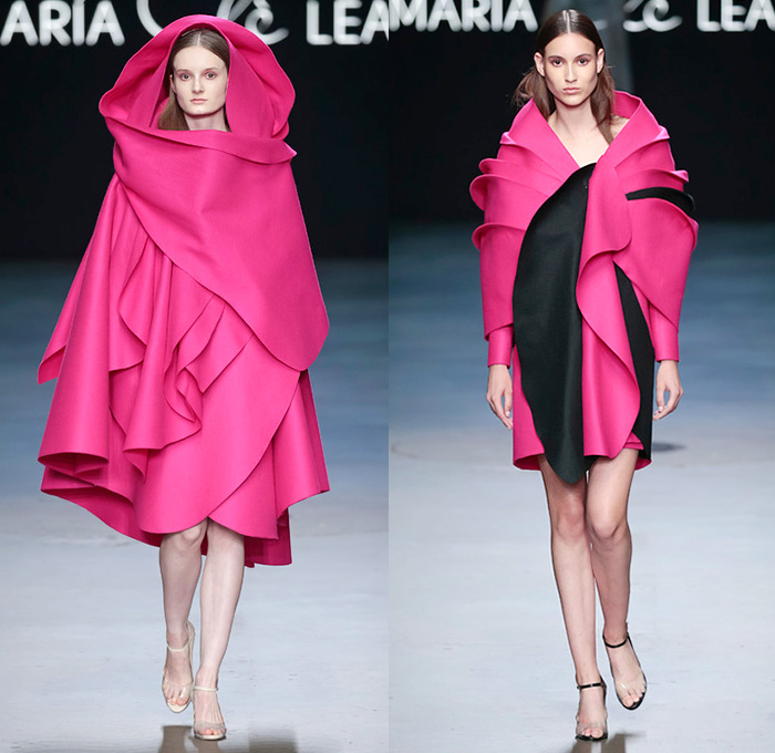 Maria Clè Leal 2016 Spring Summer Womens Runway Looks - FashionWeek Nederland Mercedes-Benz FashionWeek Amsterdam Netherlands - Drapery Tiered Layers Hoodie Shawl Dress Silk Ruffles Deconstructed Organic Shape One Off Shoulder Skirt Frock Knit Sweater Jumper Embellishments Adornments Sheer Chiffon Tulle Noodle Spaghetti Strap Flowers Florals Print Motif