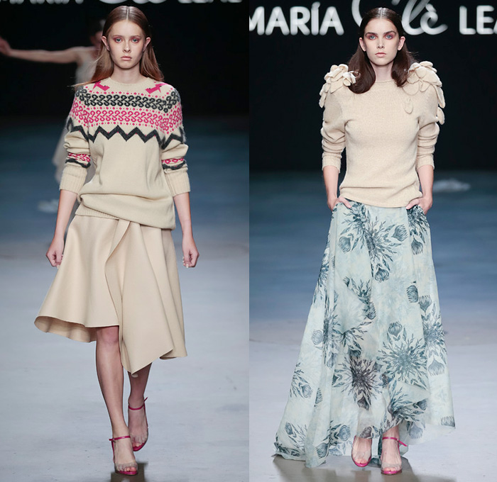 Maria Clè Leal 2016 Spring Summer Womens Runway Looks - FashionWeek Nederland Mercedes-Benz FashionWeek Amsterdam Netherlands - Drapery Tiered Layers Hoodie Shawl Dress Silk Ruffles Deconstructed Organic Shape One Off Shoulder Skirt Frock Knit Sweater Jumper Embellishments Adornments Sheer Chiffon Tulle Noodle Spaghetti Strap Flowers Florals Print Motif