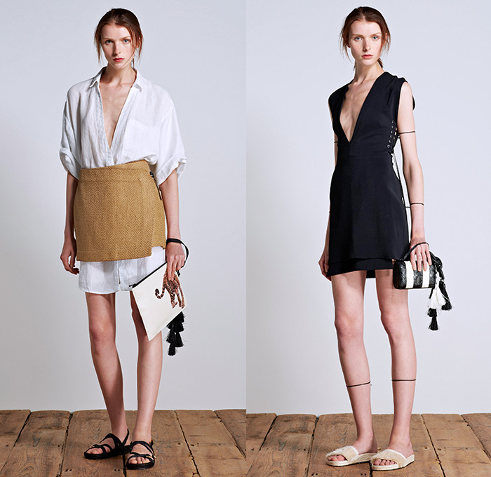 Osklen 2016 Spring Summer Womens Lookbook Presentation - New York Fashion Week - Asháninka Tribe Silk Suede Ocean Jungle Animals Tribal Ethnic Linen Miniskirt Frock Blouse Wrap Halter Top Frayed Raw Hem Tie Up Tunic Sleeveless Knit Crochet Fringes Tankdress Jungle Cheetah Grommets Maxi Dress Feathers Sheer Chiffon Onesie Jumpsuit Coveralls Snake Shirtdress Lace Up Diamond Cargo Pockets