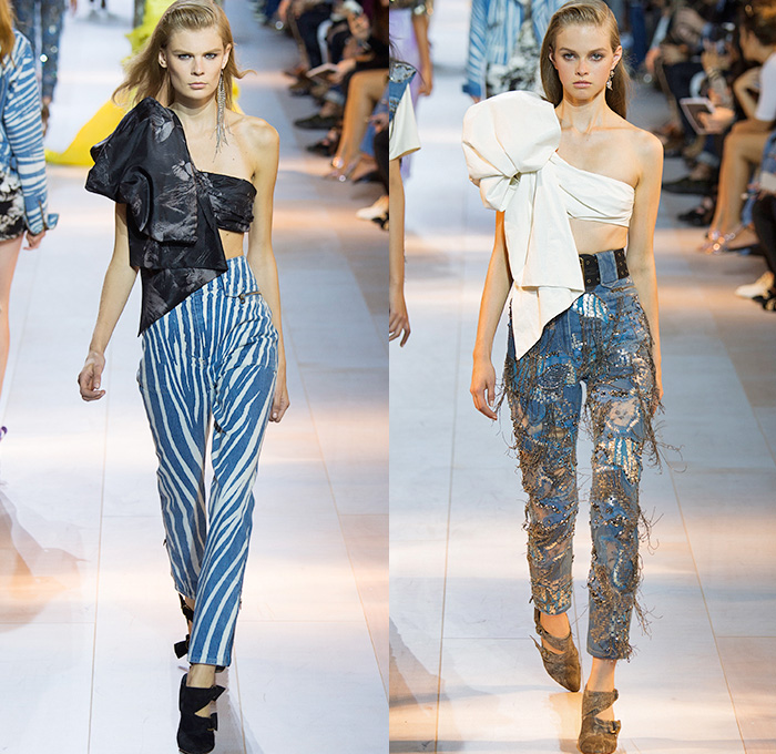 Roberto Cavalli 2016 Spring Summer Womens Runway Catwalk Looks Peter Dundas - Milano Moda Donna Collezione Milan Fashion Week Italy - Denim Jeans Embroidery Bedazzled Metallic Studs Sequins Fringes Sheer Chiffon Tulle Lace Mesh Perforated Zebra Stripes Wrap Tie Up Knot One Shoulder Coat Vest Waistcoat Shirtdress Motorcycle Biker Rider Leather Maxi Dress Goddess Gown Leggings Crop Top Flowers Floral Ruffles Silk Satin Jacquard
